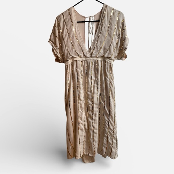 southern fried chics Dresses & Skirts - Southern Fried Chicks Boutique Sequin Midi Dress – XL – NWT Sequin Gold Boho